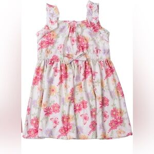 Little Lass Floral Ruffle Sleeve Dress 2T Pink Orange Spring